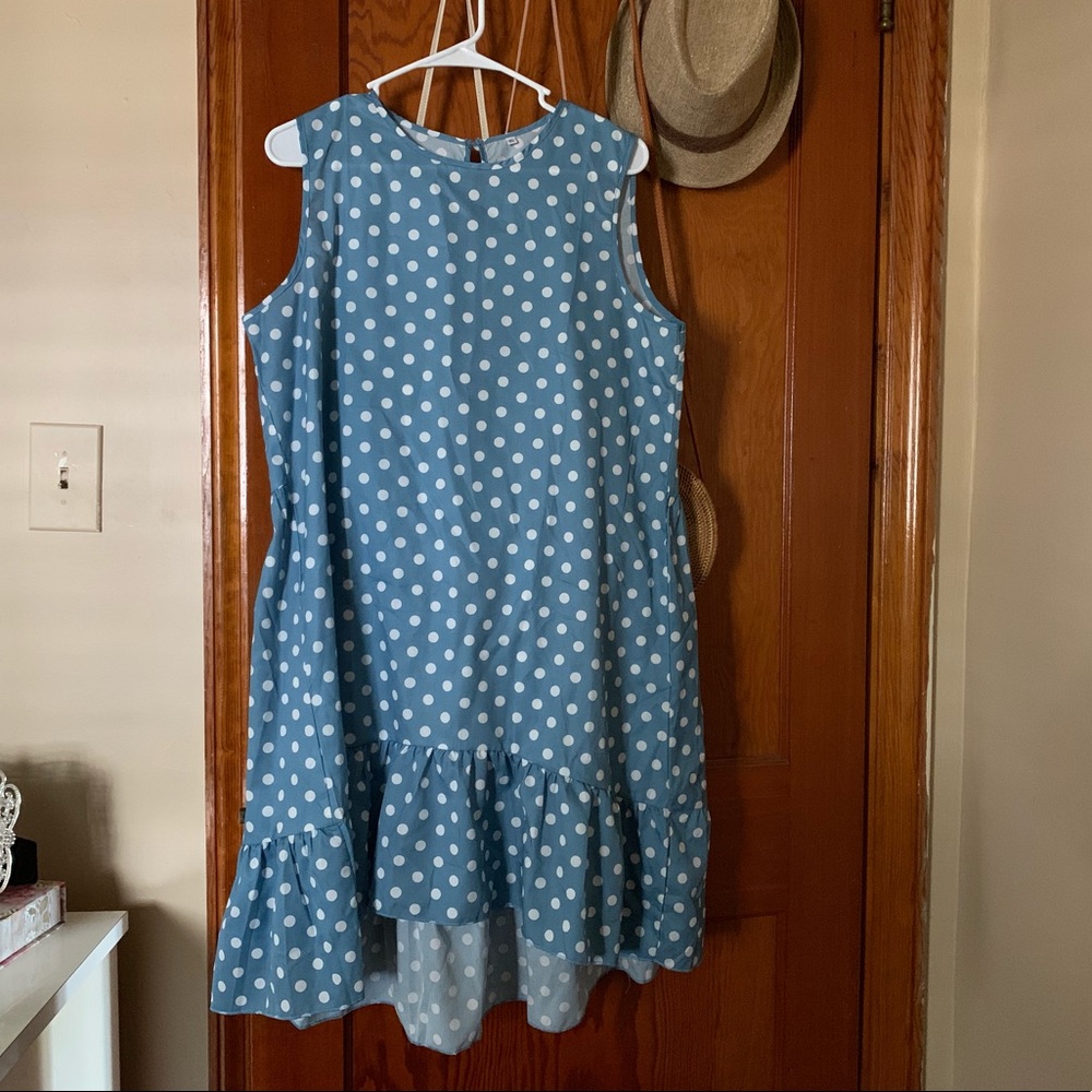 Blue and white perplum dress XL